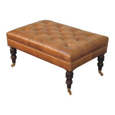 Gloriane California Walnut Buffalo Green Leather Gloriane With Castor Legs
