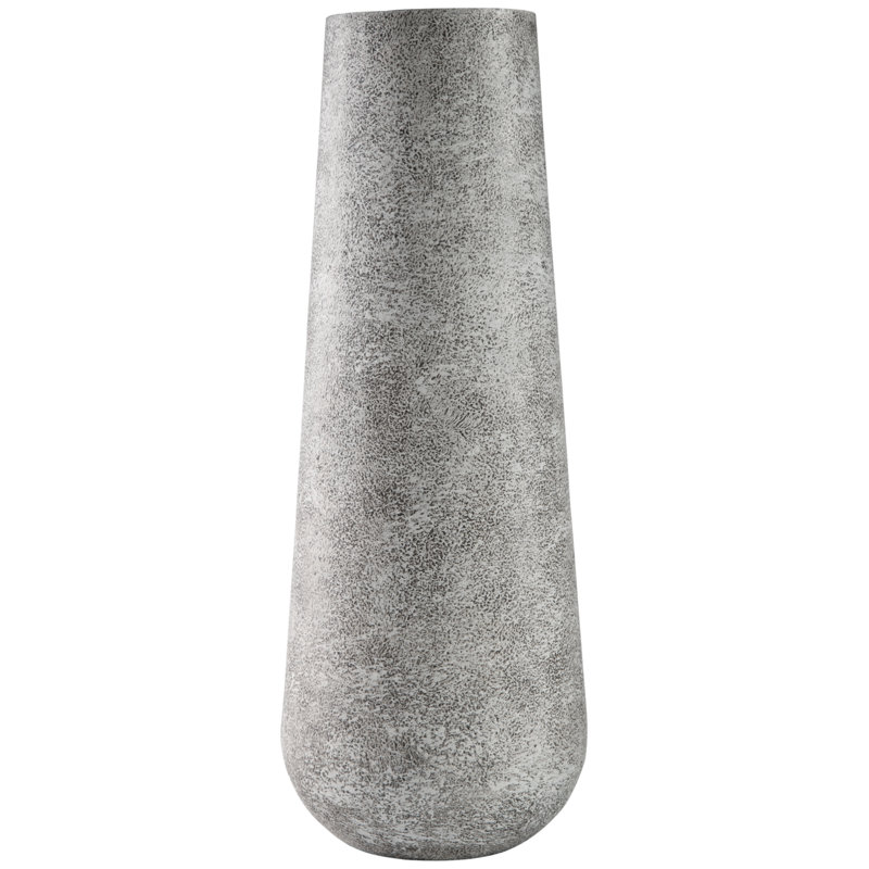 Vase en métal 21 po Finy, Gris antique, H 21 po x l 8 po x P 8 po