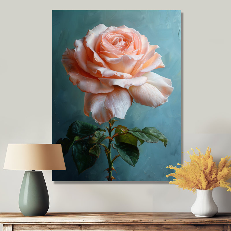 Décoration murale rose, vert, rose, roses, Toile tendue, H 12 po x l 20 po