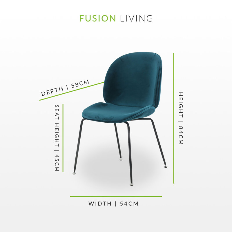 Anitra 45 cm H Velvet Side Chair, Teal