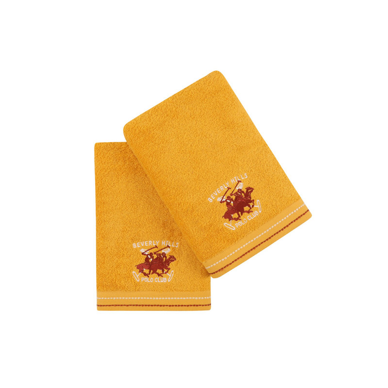 Ensemble de 2 serviettes de bain 100% coton, Moutarde foncé