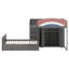 Lit superposé double avec rangement, lit superposé en bois avec tiroirs de rangement et garde-robe, échelle de sécurité et garde-corps rembourrés-953833405