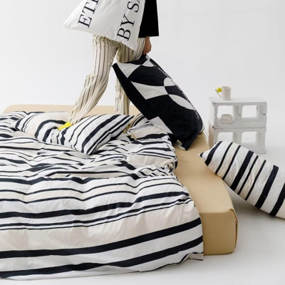 Black And White Striped Comforter Set Full Geometric Bedding Comforter Women Men Beige Black Blanket Quilts Geometric Ticking Bedding Set Fluffy Folkloric Boho Quilts For Full Bed
