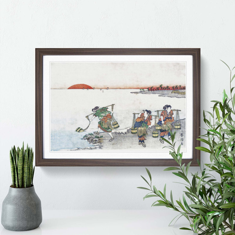 Water Carriers by Katsukawa Shunko - Picture Frame Painting Print, Walnut Framed, 48cm H x 65cm W x 2cm D
