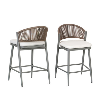 Tabouret de comptoir de 26 po de hauteur avec siège en forme de PE et 2 en gris mat - Design moderne