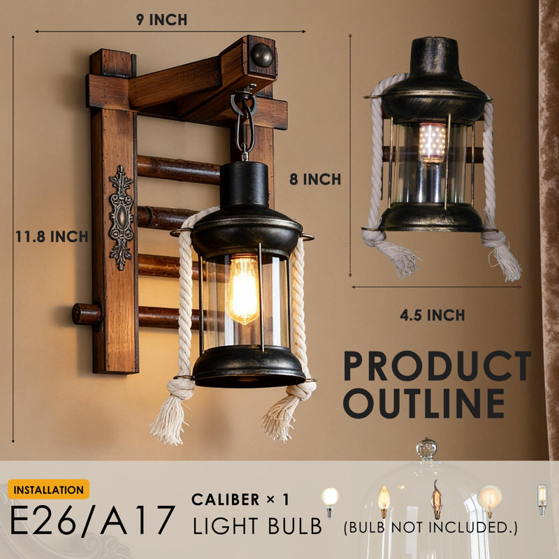 9 Inch  Lantern Wall Sconce