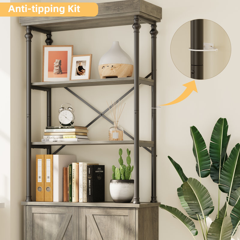 Bookcase Open Storage Bookshelf, Gray