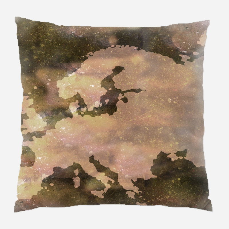 Housse et insert de coussin carré Ortego, Microsuède, Intérieur, Brun / noir