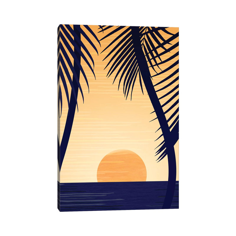 Golden Sunset by Modern Tropical - Wrapped Canvas Painting, 66.04 cm H x 45.72 cm W
