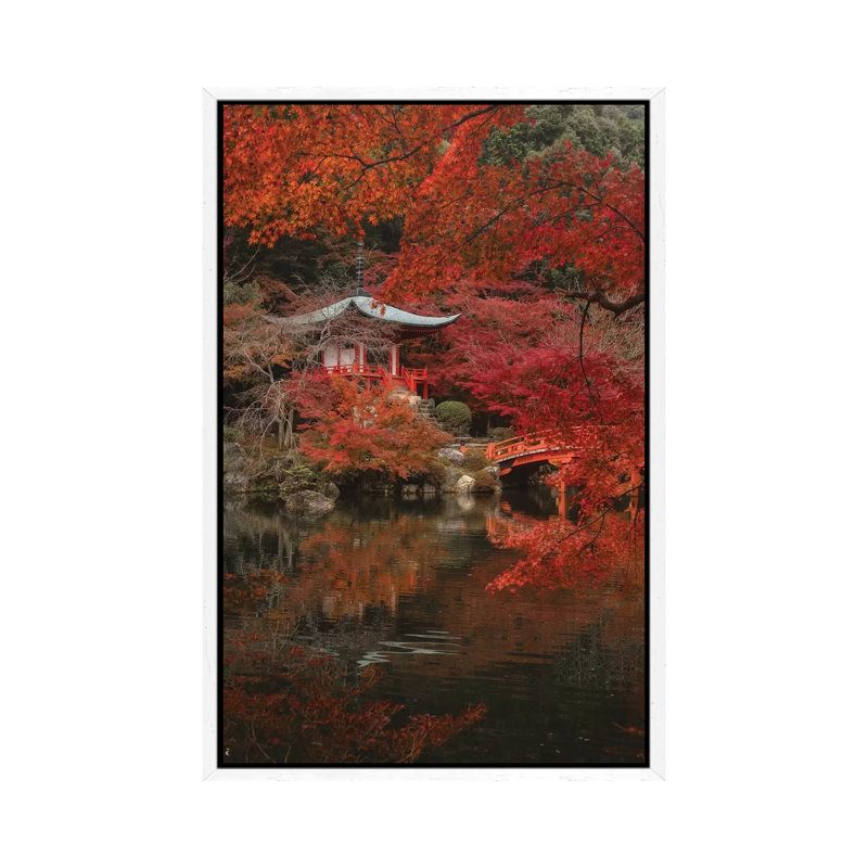 Autumn In Japan XXX by Daisuke Uematsu - Print on Canvas, 66.04cm H x 45.72cm W x 3.81cm D, White Framed