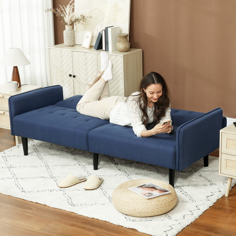 189Cm Reclining Sofa Bed, Dark Blue