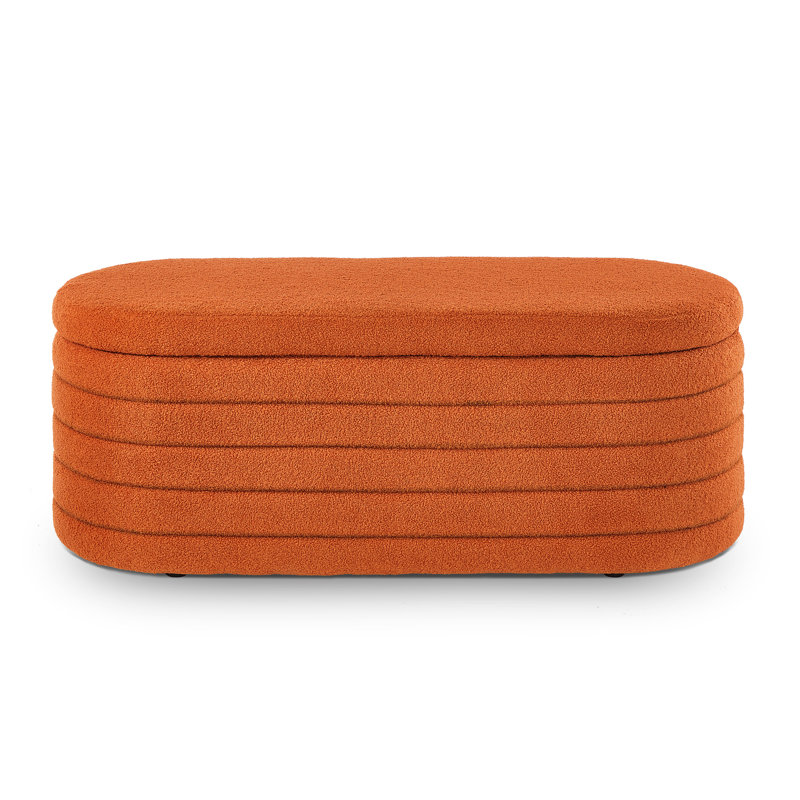 Orange Oval Storage Bench With Internal - For Bedroom & Living Area Versatile Adapts To Various Room Decor, Orange