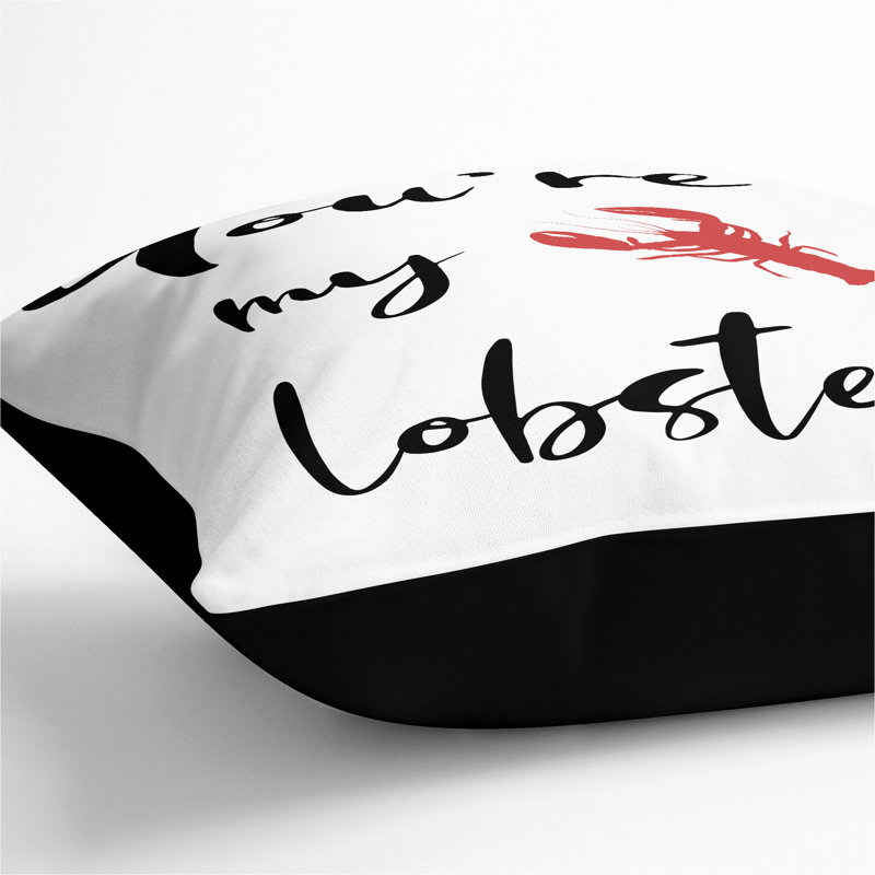 You Are My Lobster Typography Square Throw Cushion, 40cm H x 40cm W x 15cm D, Black