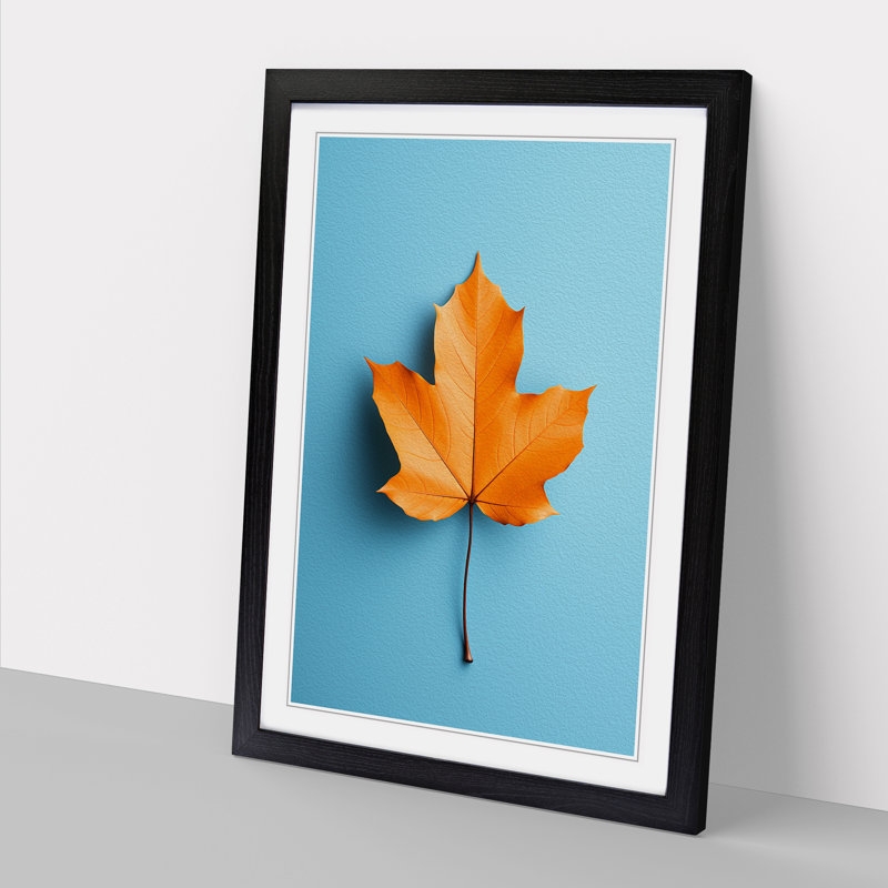 Leaf Minimalism No.2 - Single Picture Frame Print on Wood, Black Framed, 34cm H x 25cm W x 2cm D