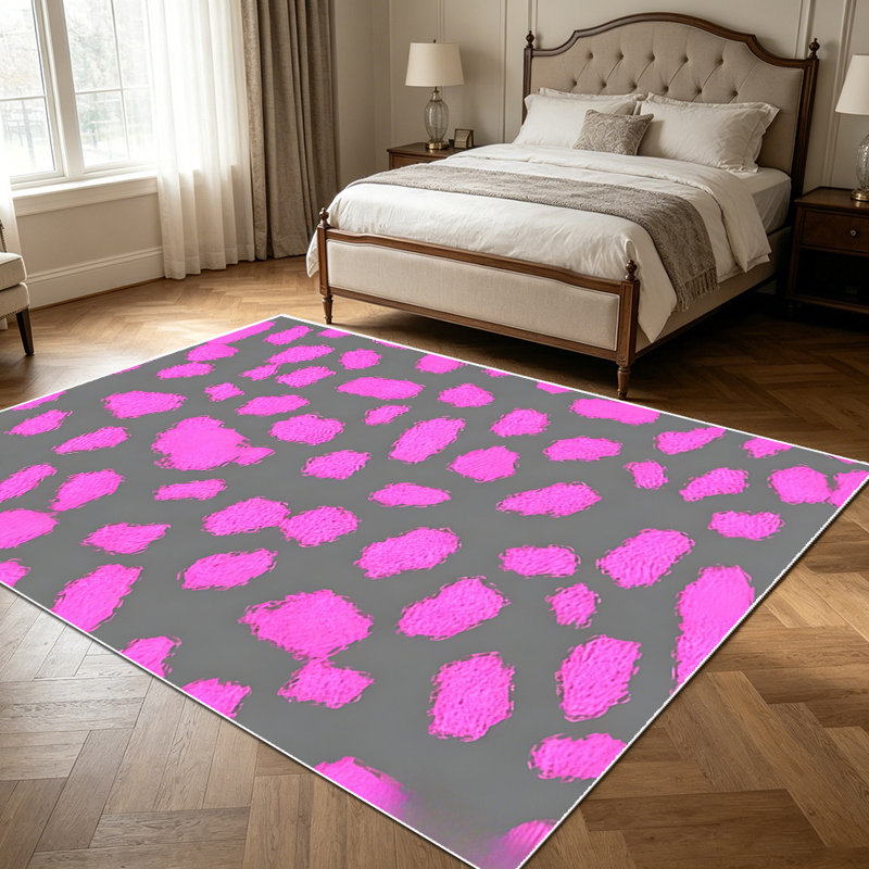 1PC Hot Pink Irregular Abstract Leopard Spot Pattern area rugs for Living Room, Soft and Comfortable, Suitable for all seasons, easy-to-maintain, machine washable Indoor floor mat, Under Table Farmhouse suitable for entryway, bedroom, dining room,