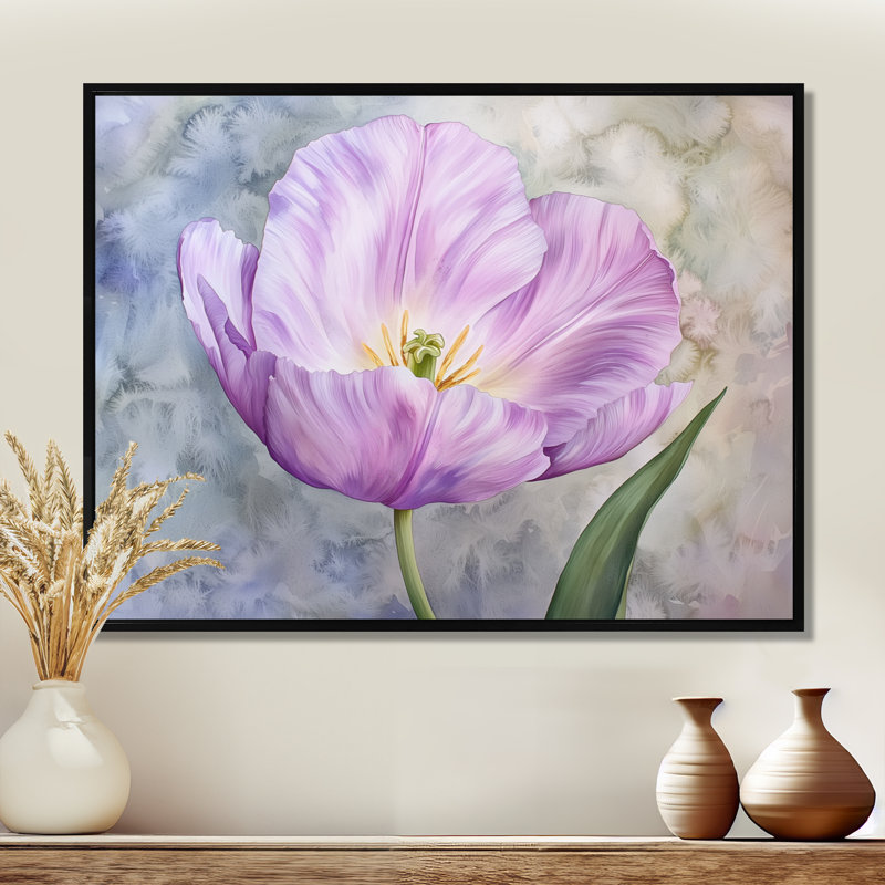«Radiant Blossom Of Purple Tulip IV», reproduction sur toile, H 30 po x l 40 po, Noir
