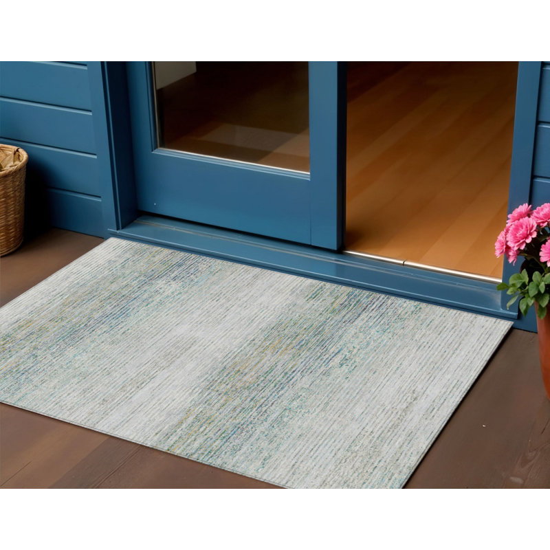 Tapis intérieur lavable rayé en lin 3 pi x 5 pi