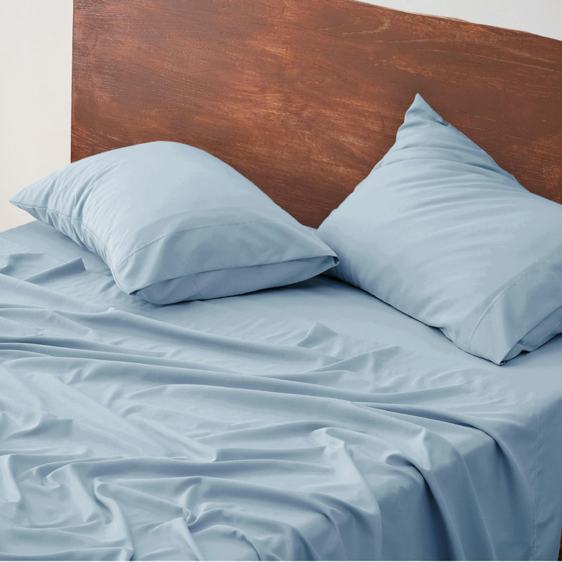 Couvre-lit en polyester et rayonne provenant de draps en bambou, Ensemble de draps pour lit simple avec 1 taie d'or