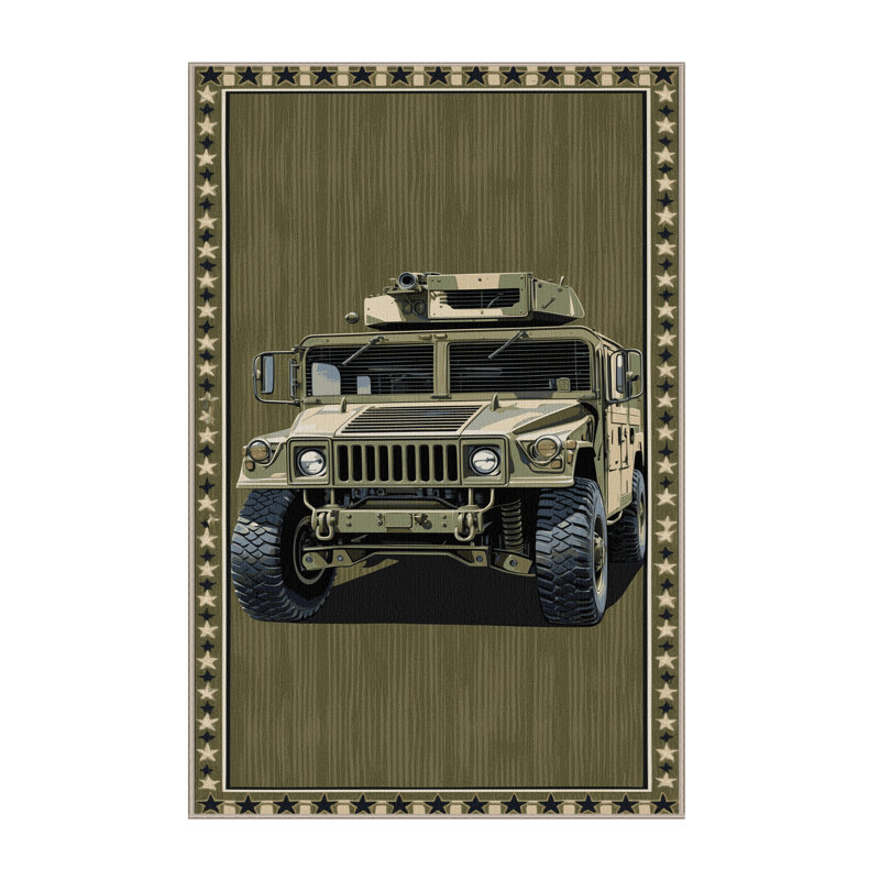 Machine Washable Transportation Brown Area Rug, Rectangle 7 pi x 9 pi
