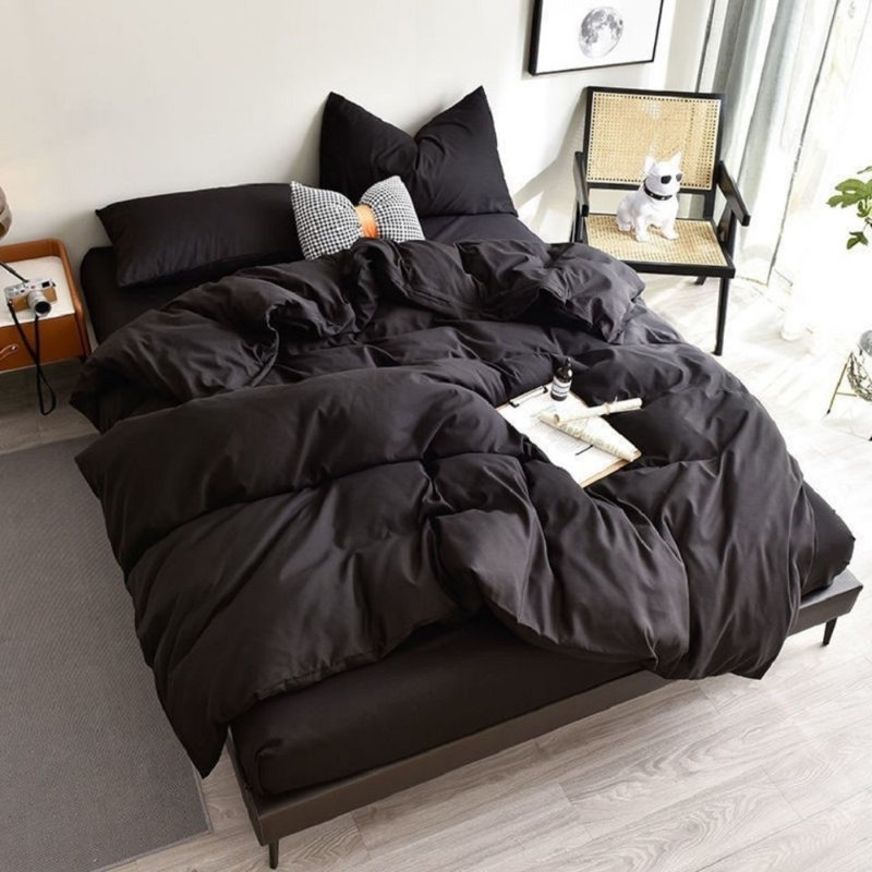 Édredon réversible 5 pièces , Très grand édredon + 4 pièces supplémentaires, Noir