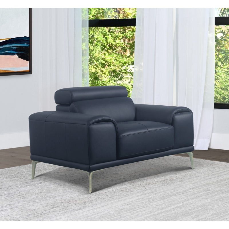 Tourad Upholstered Armchair, Blue Leather Match