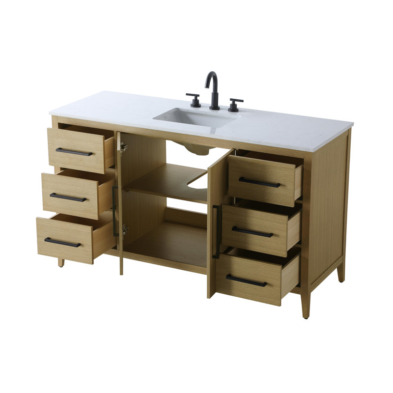 Meuble-lavabo simple 60 po, Brun miel