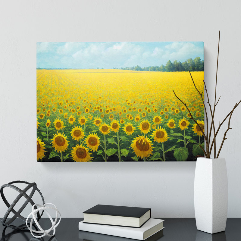 Timeless Sunflower Field - Wrapped Canvas Print, 35cm H x 50cm W x 3cm D