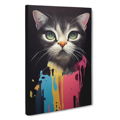 Cat Paint Drips No.2 - Wrapped Canvas