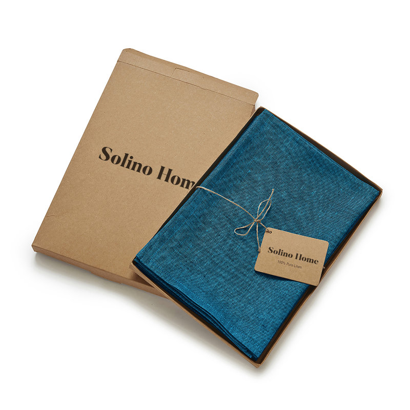 100% Pure Linen Dinner Napkins - Athena, Chambray Teal