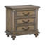 Table de chevet de chambre à coucher de style rustique avec 3 tiroirs au fini placage de pacane classique patiné