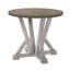 Table de salle à manger à hauteur de comptoir ronde antique blanche et brun cendré - Base de piédestal en bois d'hévéa massif avec finition rustique deux tons