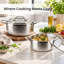 Ensemble de 6 pièces de batterie de cuisine Caannasweis en acier inoxydable martelé