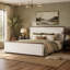 Grand lit plateforme tapissier à profil bas pour grand lit, blanc-718986207