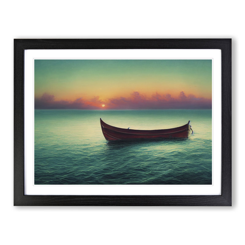 Mesmerising Boat - Single Picture Frame Painting, Black, 46cm H x 64cm W x 2cm D