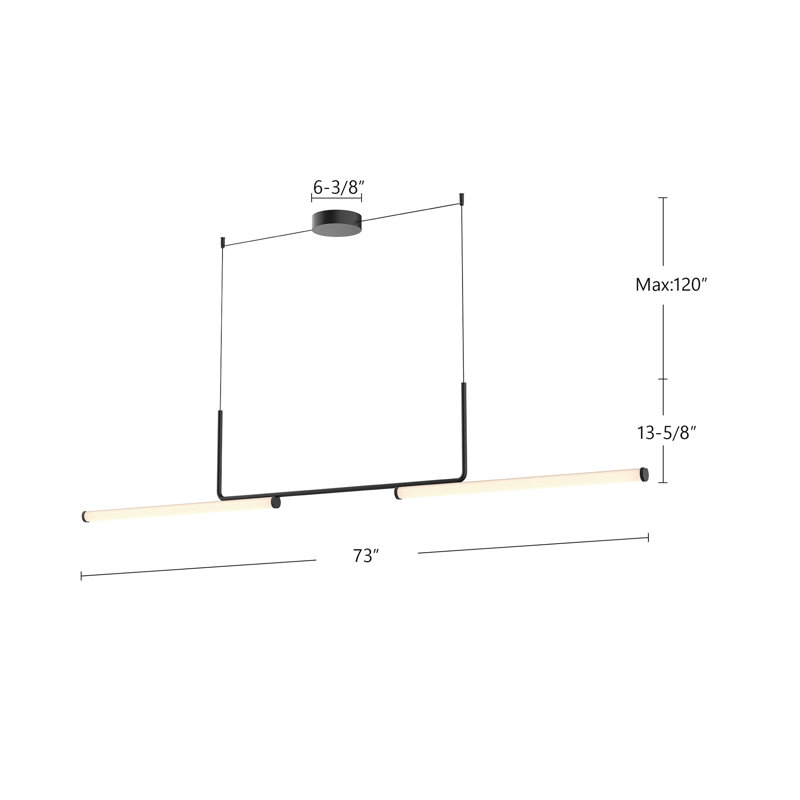 Vesper 1 - Light LED Pendant, Brushed Gold, 13.63" H x 73" W x 1.75" D