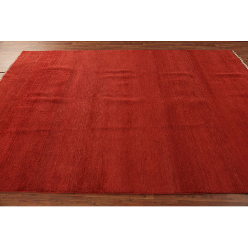 Tapis rouge moderne Gabbeh 7 x 9