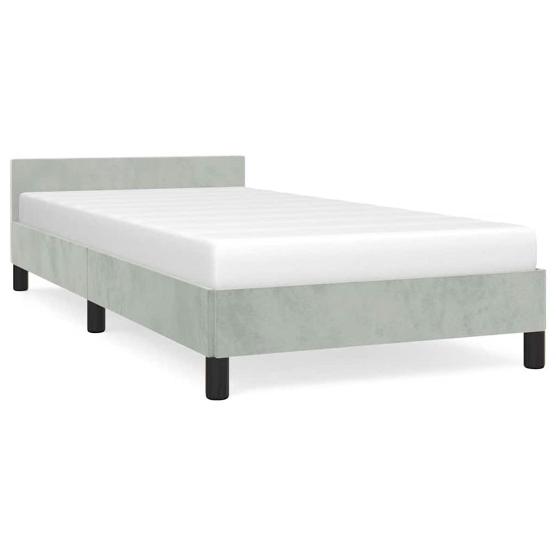 Maecie Velvet Platform Bed Base, No Box Spring Needed / No Mattress, Simple, Gris clair