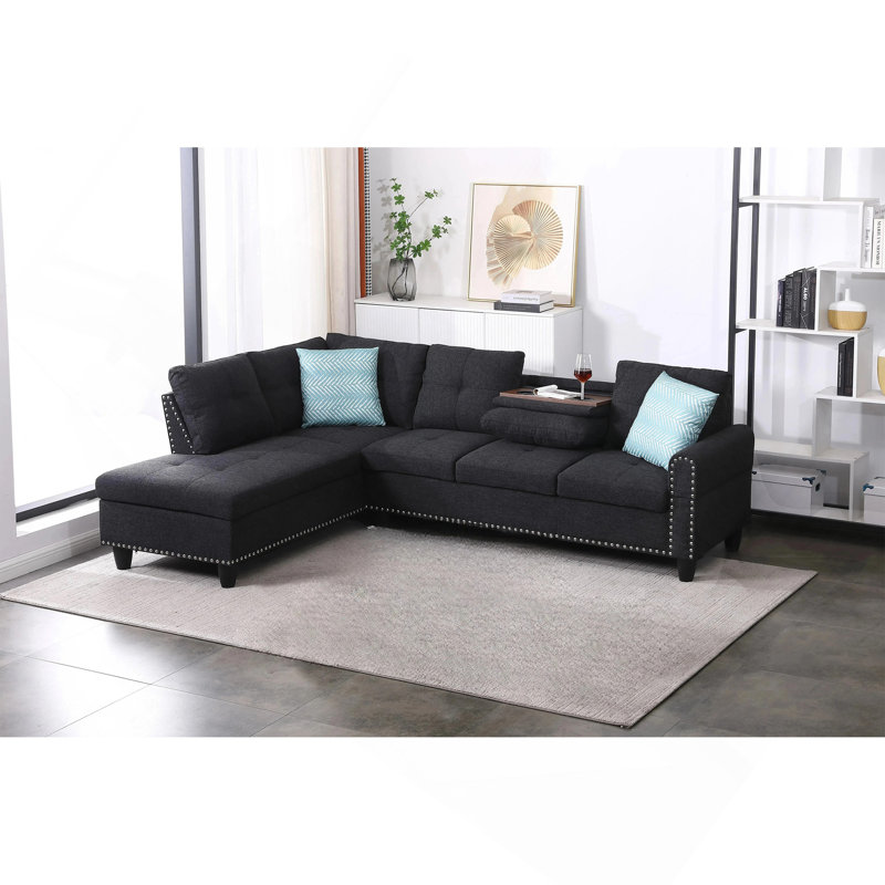 Méridienne 2 pièces faisant face à la gauche 98 po 2 pièces, Gris anthracite