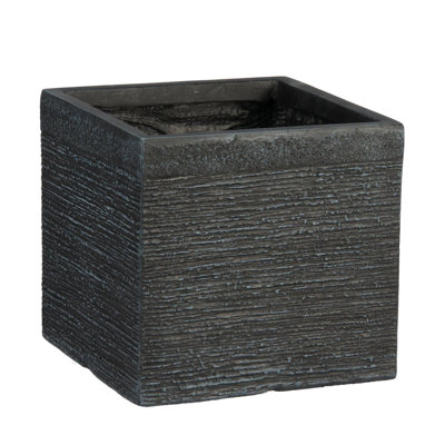 HORTICO Ribbed Light Concrete Square Planter