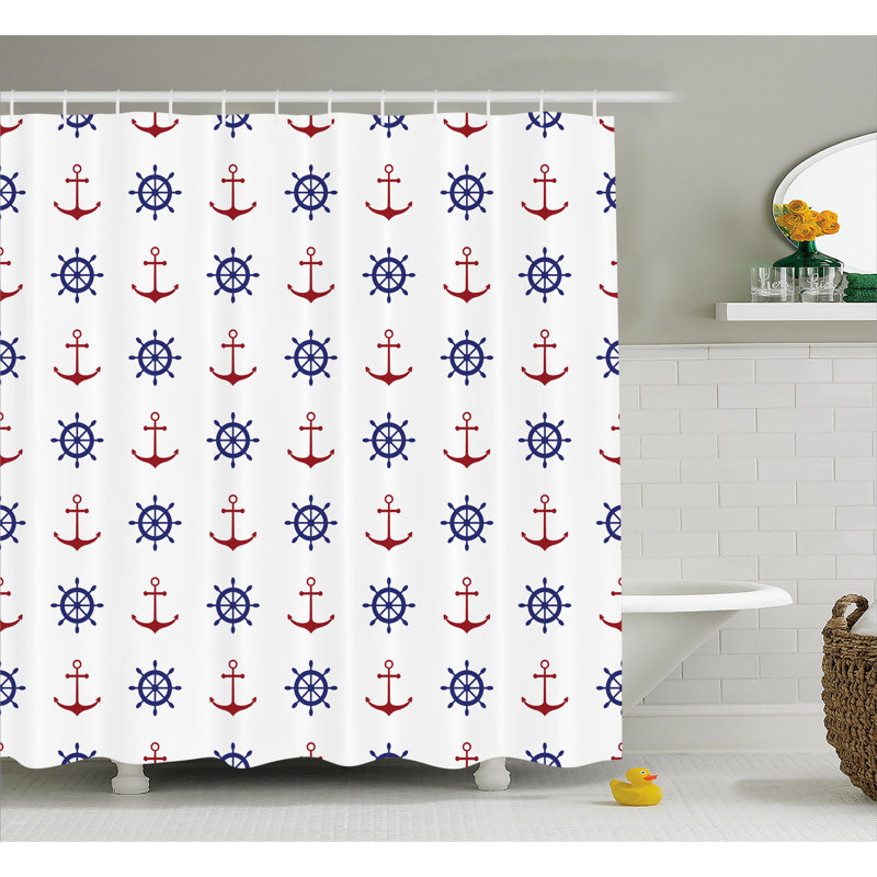 Rideau de douche Suzie Anchors and Ship Wheels, H 69 po x l 105 po