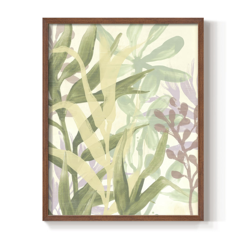 «Dreamy Tropical Leaves I», reproduction encadrée - bois massif, Noyer, H 30 po x l 24 po