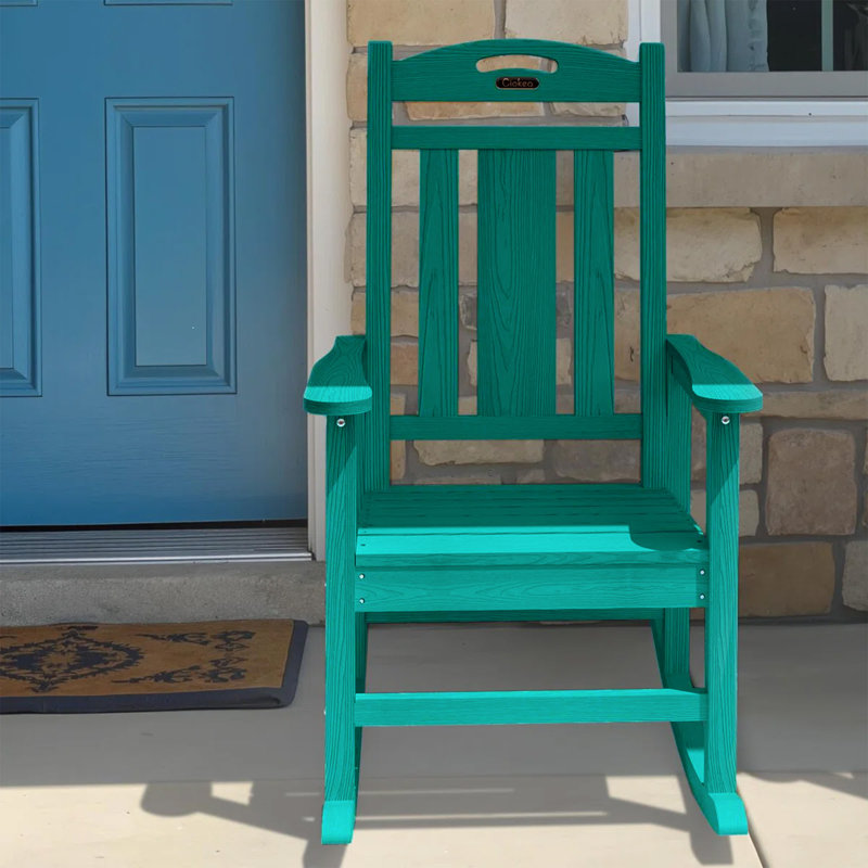 Chaise berçante pour foyer en PEHD, Bleu lac