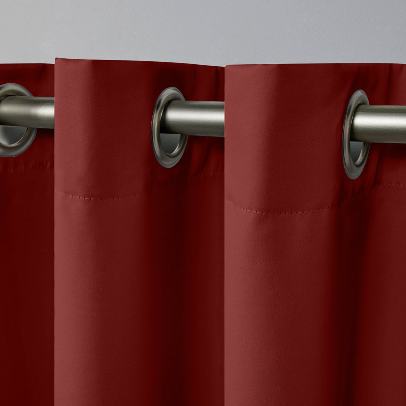 Kennith Sateen Room Darkening Curtain Pair, 52" W x 63" L, Chili