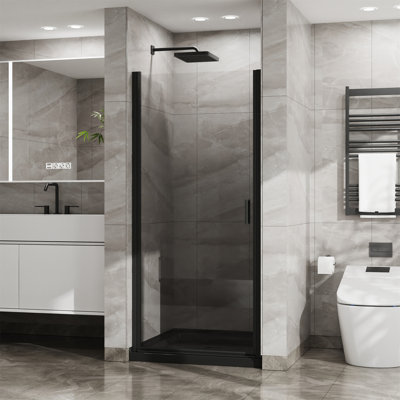34"X72" Pivot Shower Door, 1/4 Inch Thick Tempered Glass Swing Shower Door Finish, Semi-Frameless Design
