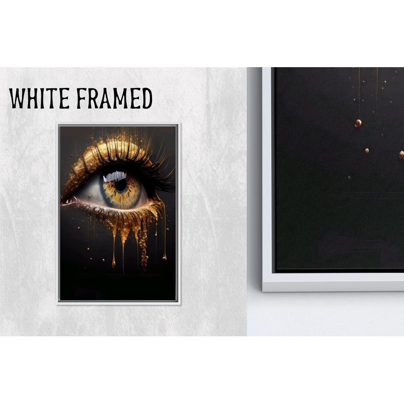 Toile imprimée Golden Crying Eye: Modern Elegance Home Decor, 1P WhiteFramedCanves