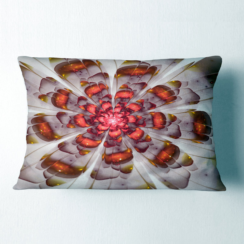 Coussin décoratif blanc à motif floral blanc et fractal