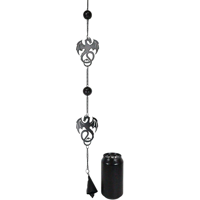 Black Steel Dragon Wind Chime with Beads
