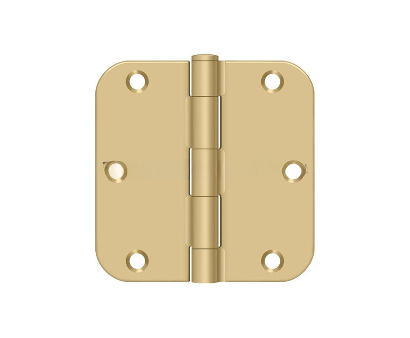 Charnière à rayon 3 1/2 po x 3 1/2 po x 5/8 po Deltana S35R5BK4, épaisseur résidentielle, paire de laiton brossé