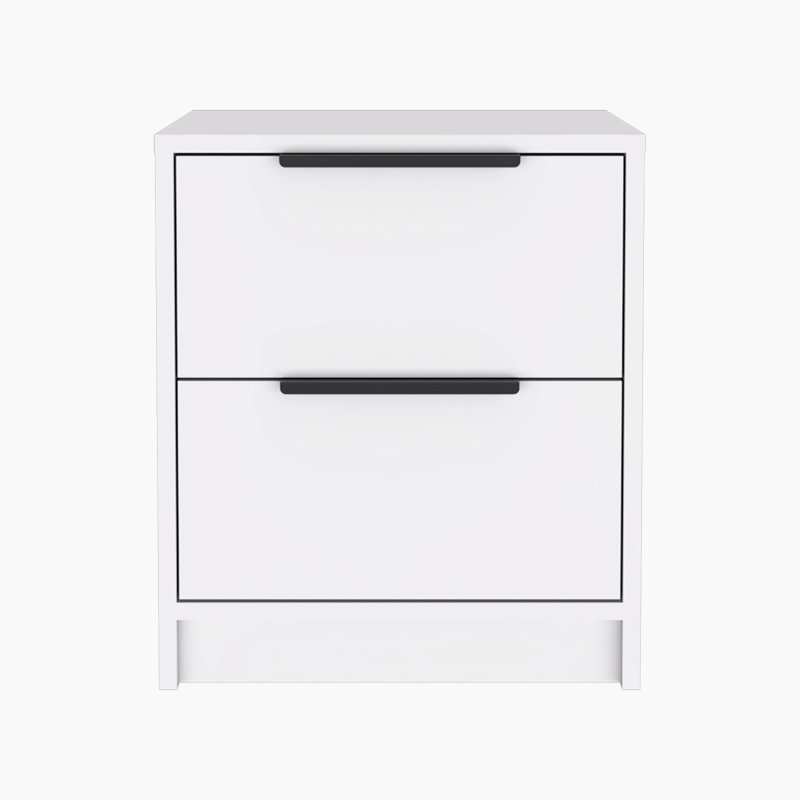 Table de chevet 2 tiroirs Alleen, Blanc