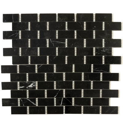 Carrelage mosaïque en marbre Thassos 12 x 13 noir de luxe noir (5,28 pieds carrés / caisse) - paquet de 5